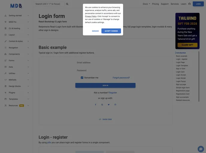 screenshot of React Login Form