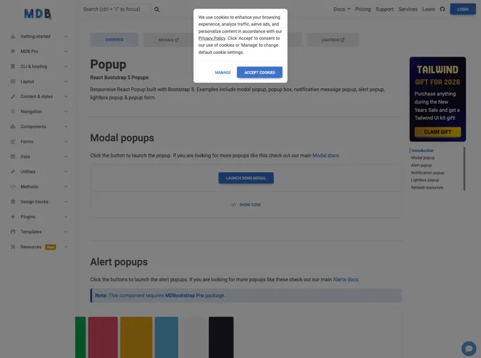 screenshot of React Popup