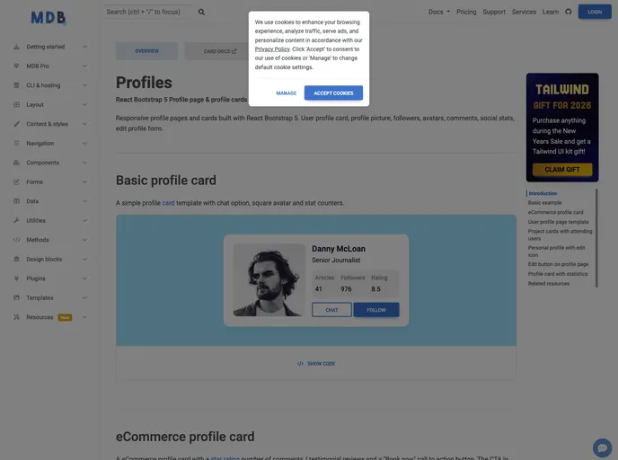 screenshot of React Profiles