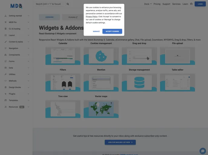 screenshot of React Widgets