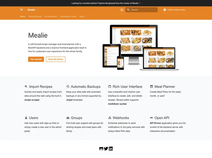 screenshot of Mealie