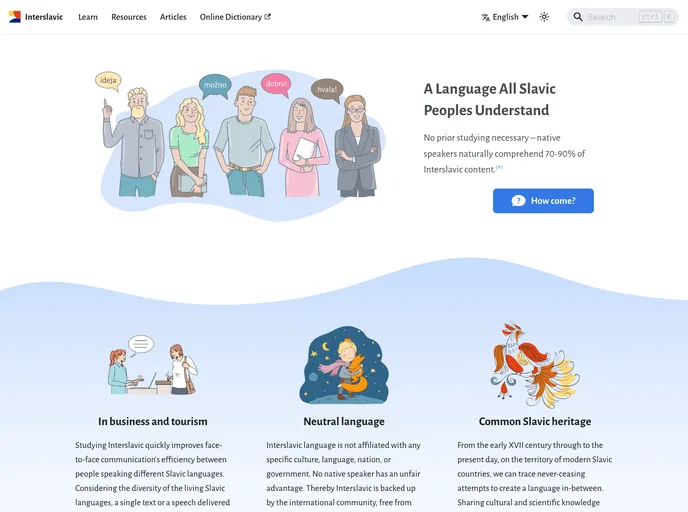 screenshot of Medzuslovjansky.github.io