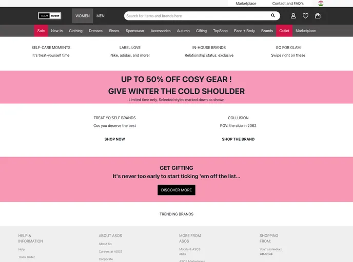 screenshot of ASOS