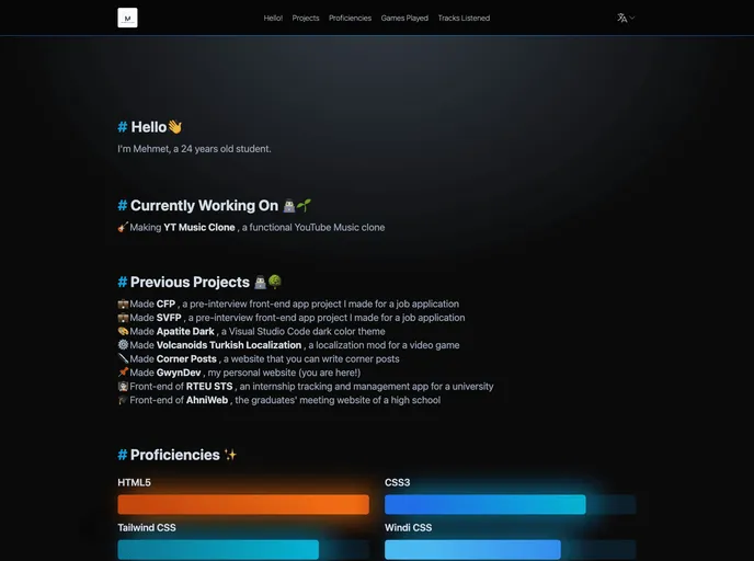 screenshot of PersonalWebsite
