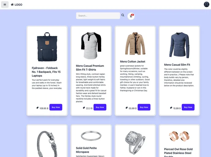 React ECommorce Website screenshot