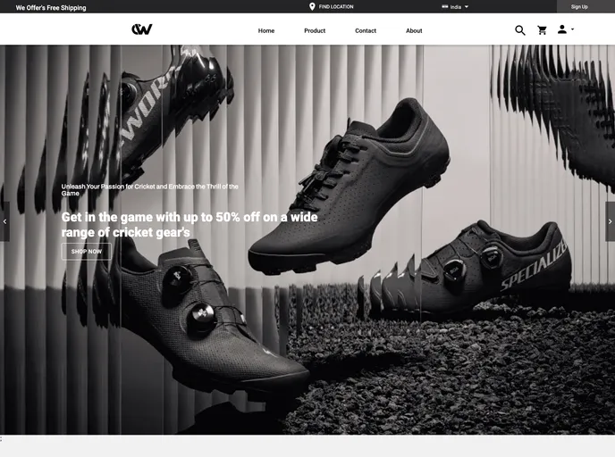 screenshot of Mern Ecommerce CricketWeapon Store