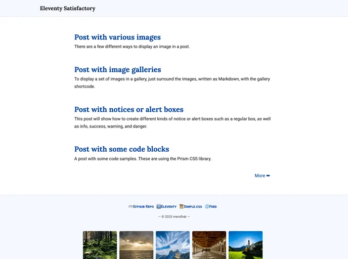 screenshot of Eleventy Satisfactory