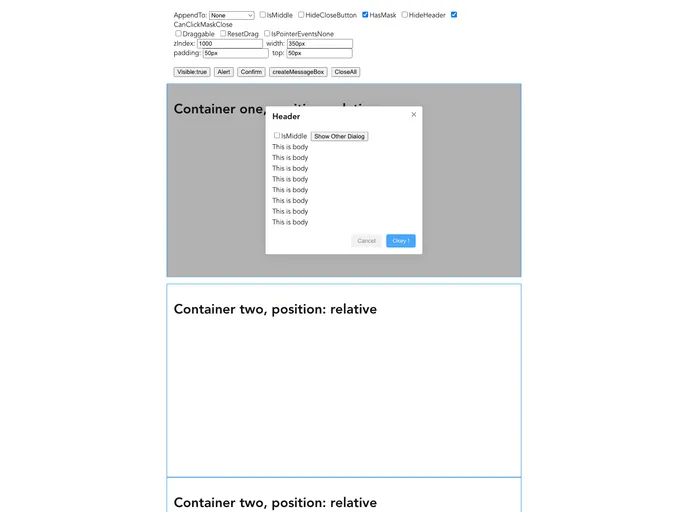 screenshot of M Dialog