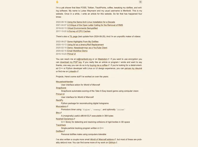 screenshot of Meribold.org