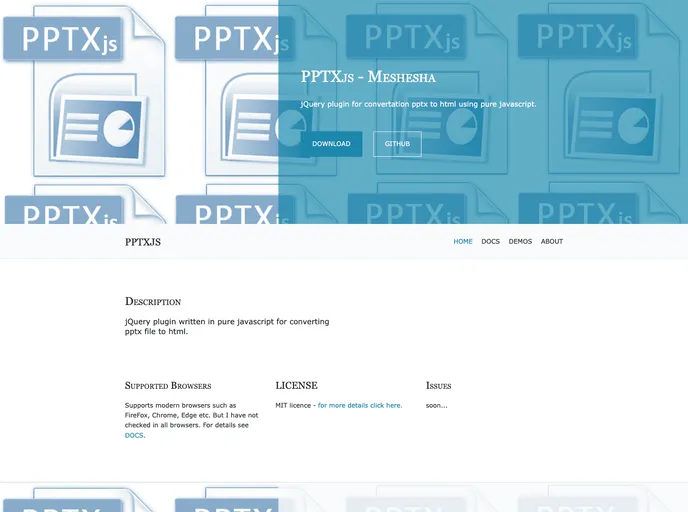 screenshot of PPTXjs