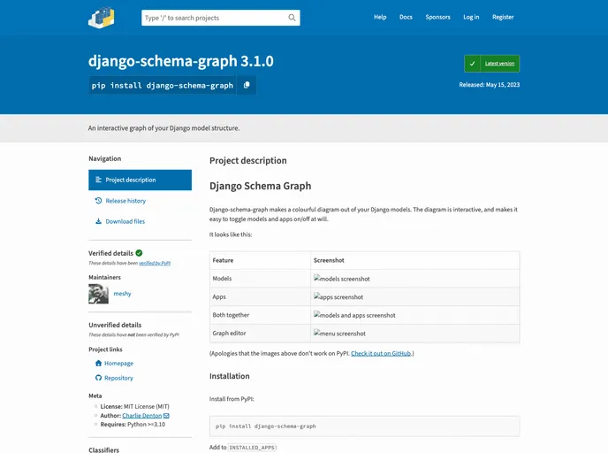 Django Schema Graph screenshot