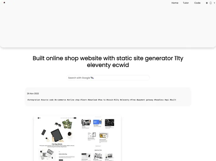 screenshot of 11ty Shop