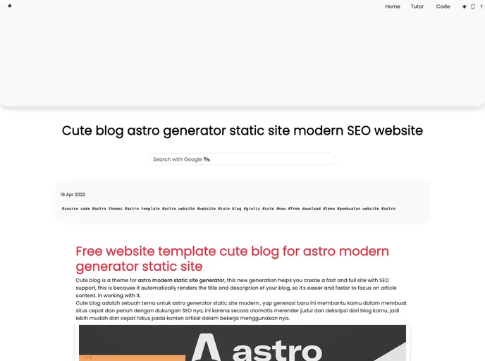 screenshot of Cute Blog