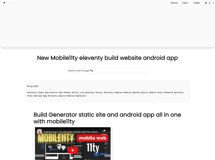 screenshot of Mobile11ty