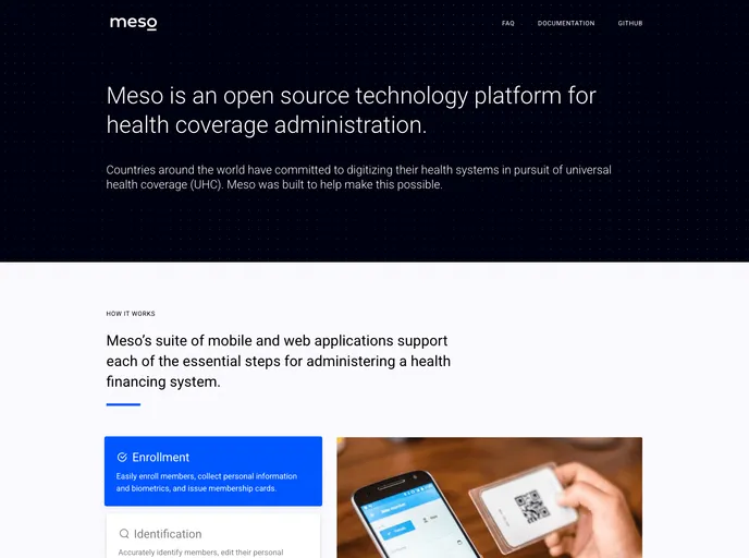 screenshot of Meso Backend