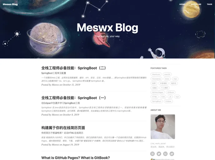 screenshot of Meswx.github.io