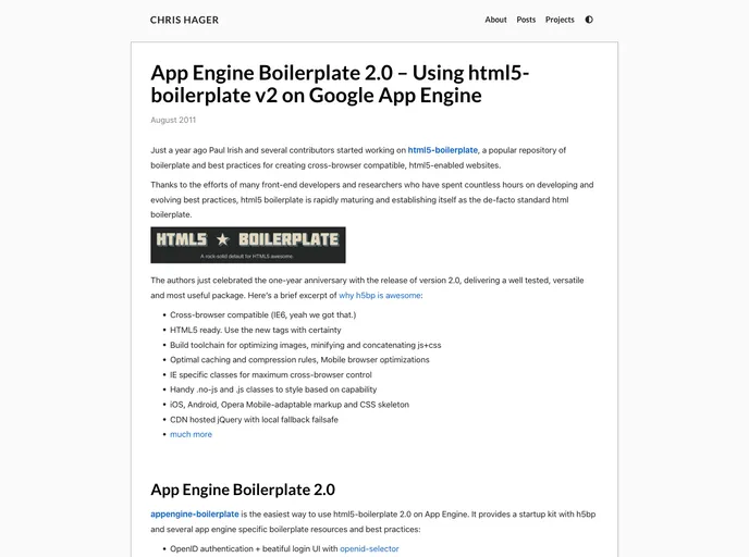 screenshot of Appengine Boilerplate