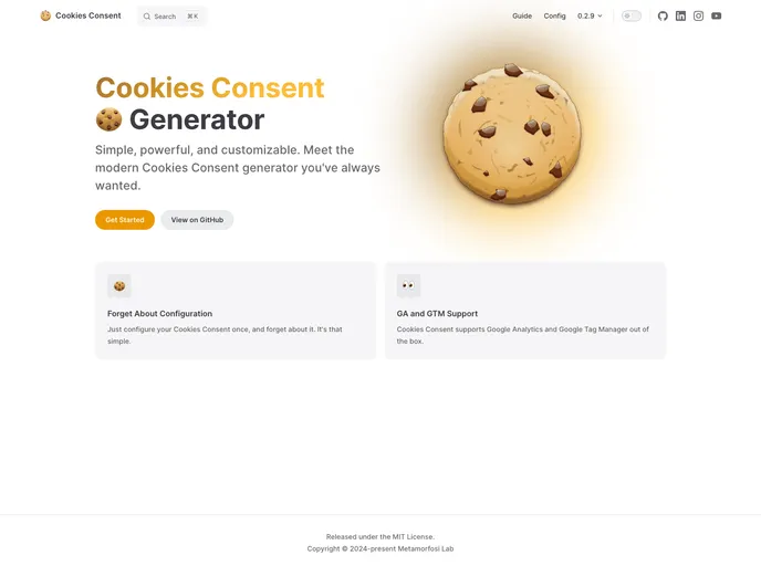screenshot of Cookies Consent