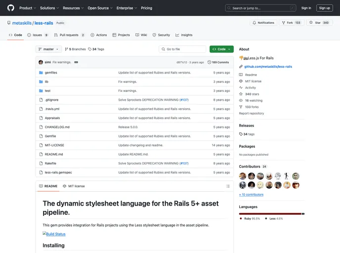 screenshot of Less Rails