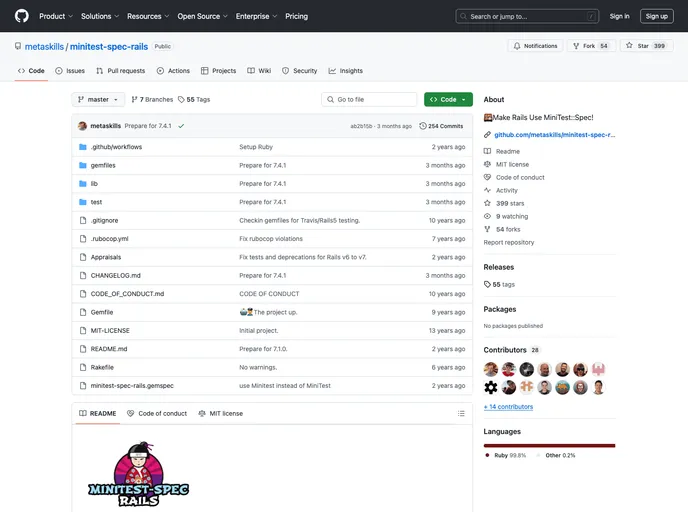 screenshot of Minitest Spec Rails