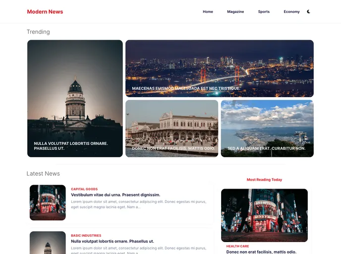 screenshot of News UI