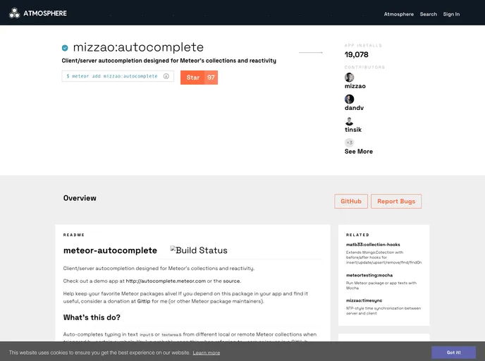 screenshot of Meteor Autocomplete