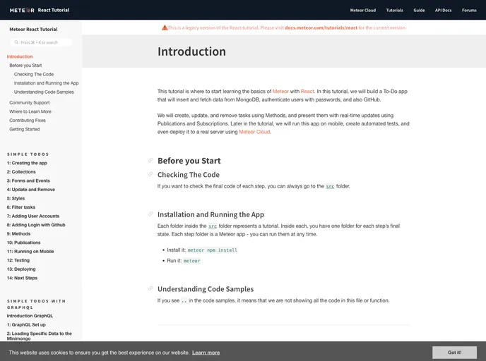 screenshot of React Tutorial
