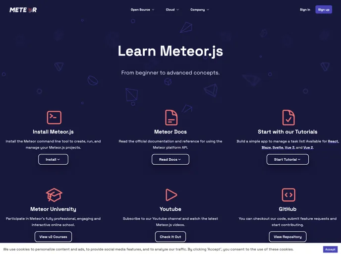 screenshot of Tutorials