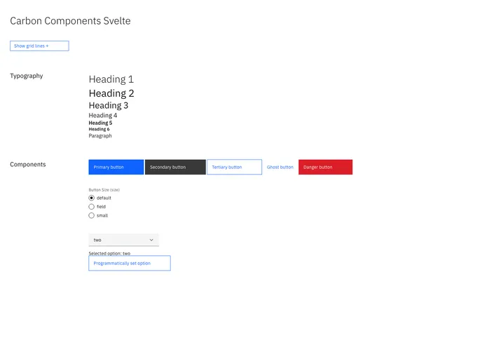 screenshot of Carbon Svelte Webpack