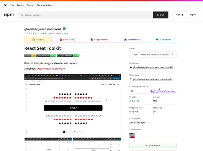 screenshot of React Seat Toolkit