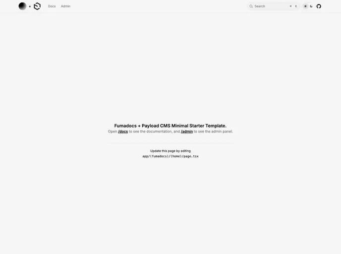 screenshot of Fumadocs Payloadcms
