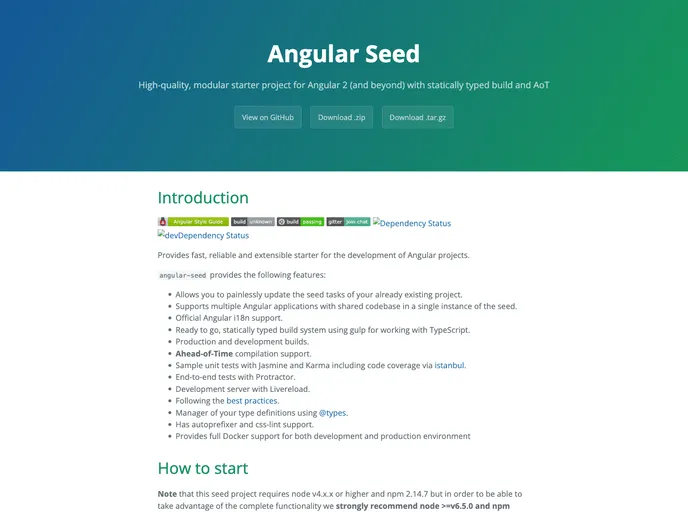 screenshot of Angular Seed