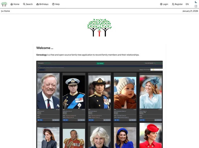 Genealogy screenshot