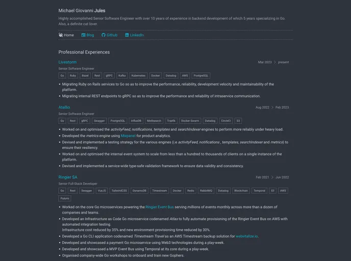 screenshot of Mgjules Go