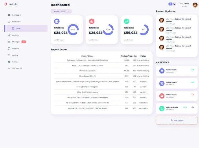 screenshot of Dashboard Portfolio