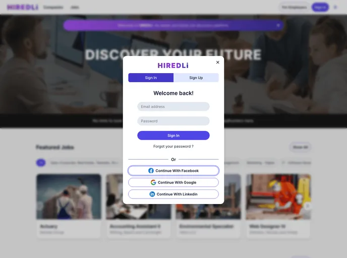 screenshot of Hiredli Tw