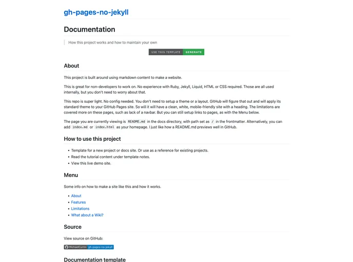 screenshot of Gh Pages No Jekyll