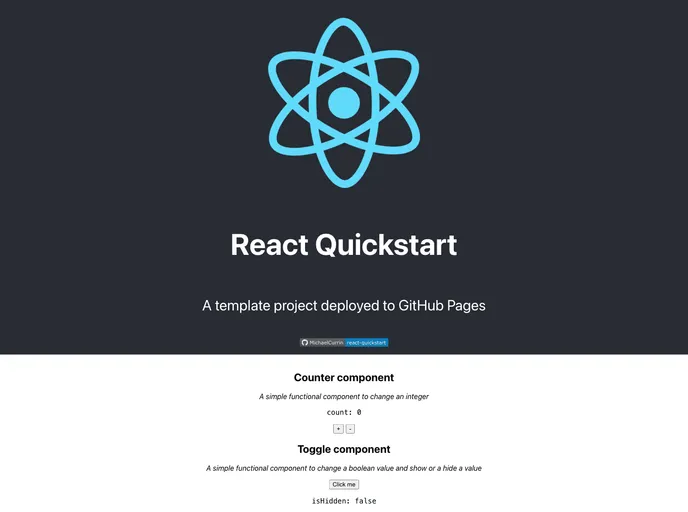 screenshot of React Quickstart