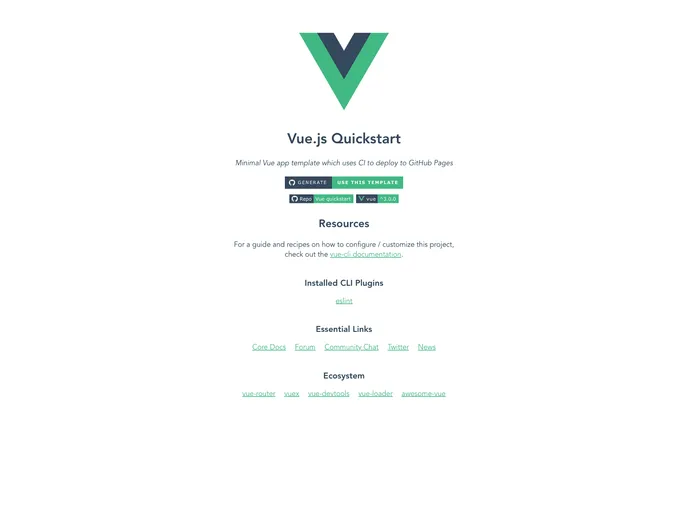 screenshot of Vue Quickstart