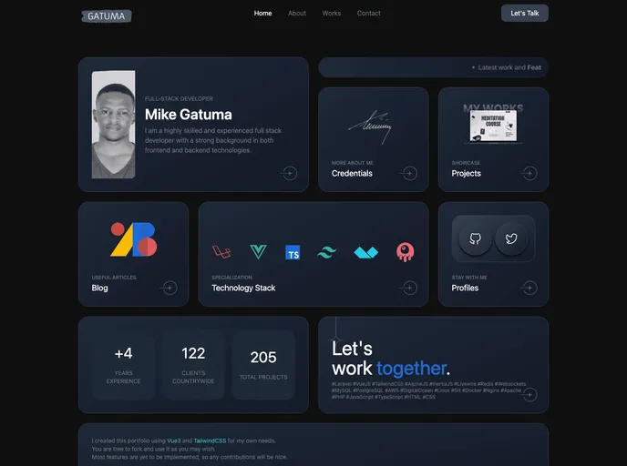 Vue Tailwindcss Portfolio screenshot