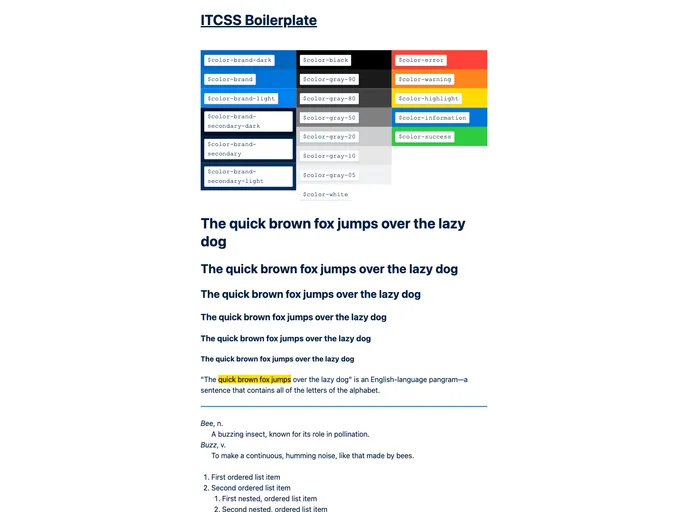 screenshot of Itcss Boilerplate