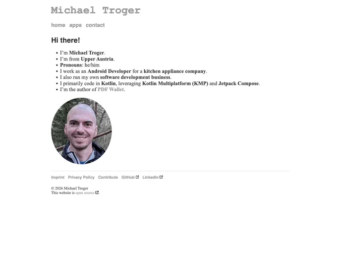 Michaeltroger.com screenshot