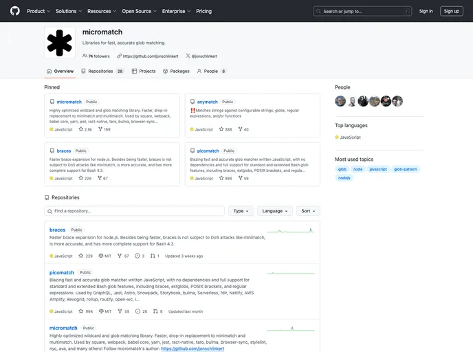 screenshot of Picomatch