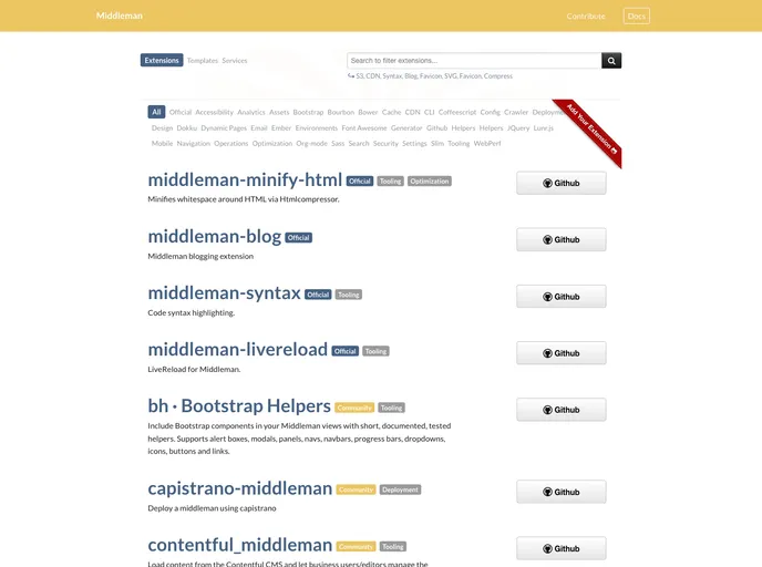 screenshot of Middleman Directory