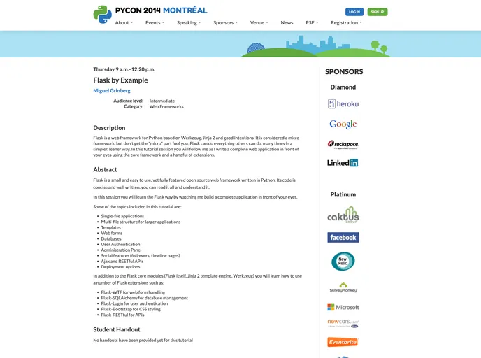 screenshot of Flask Pycon2014