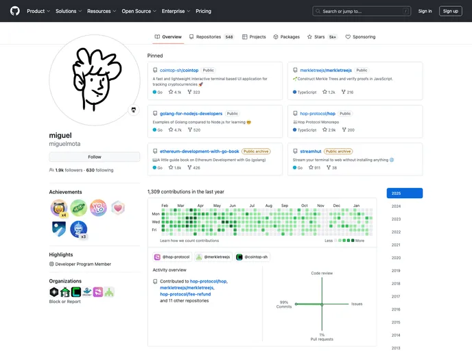 screenshot of Miguelmota.github.io