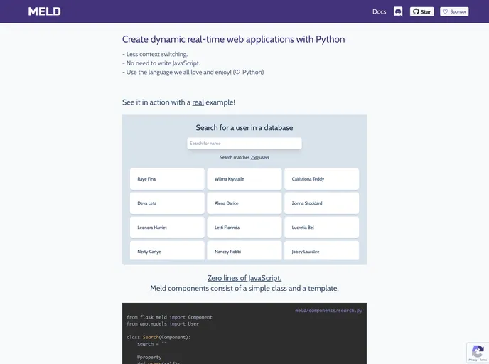 screenshot of Flask Meld