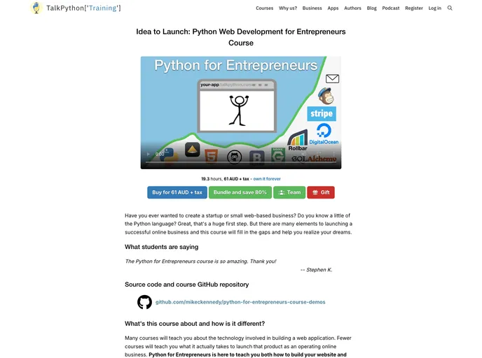 Python For Entrepreneurs Course Demos screenshot
