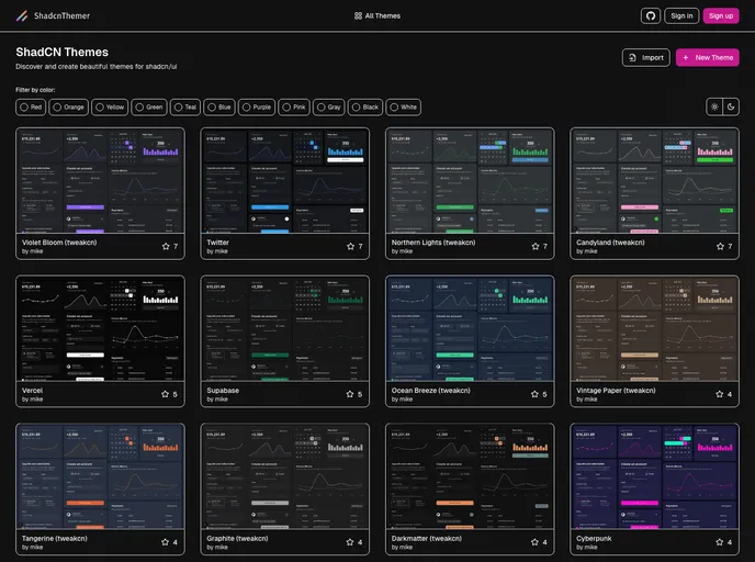 Shadcn Themer screenshot