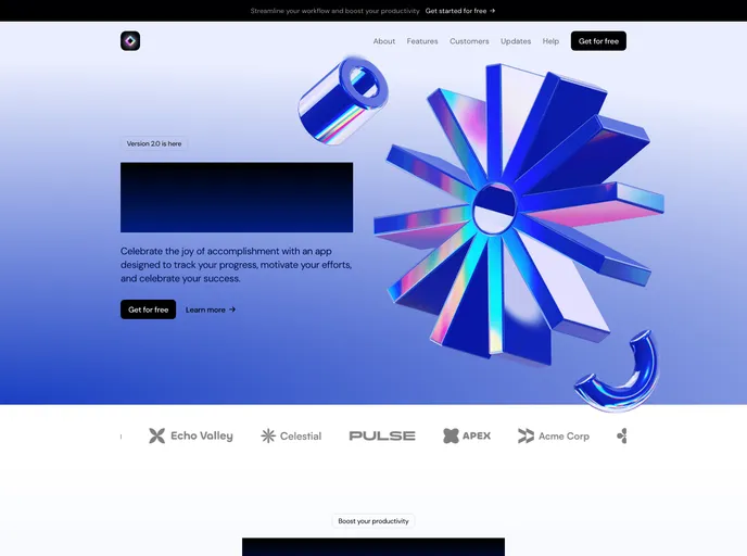 screenshot of Light Saas Landing Page